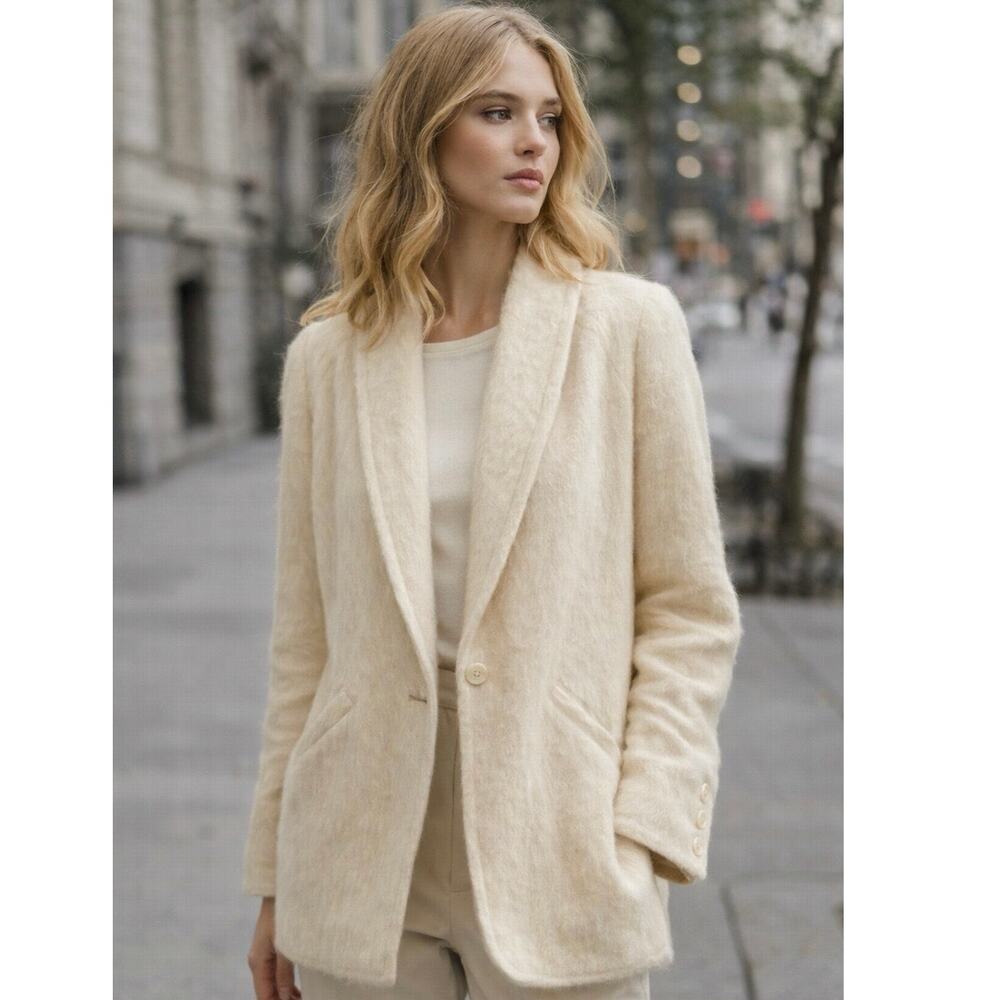 Prophecy 100% Mohair Blazer Jacket Women's Size 10 Cream Ivory Vintage 80's